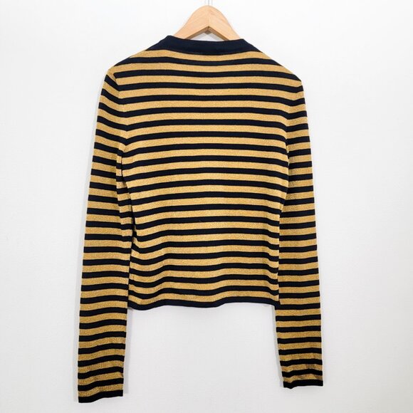 Saint Laurent Slim-Fit Striped Knitted Sweater in Yellow Lurex Medium - Picture 8 of 12